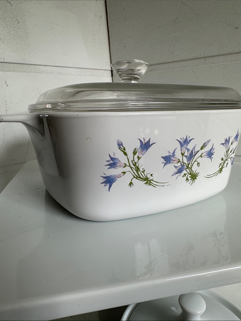 Vintage Corning Ware 1.5 liter casserole with lid Blue Dusk (bluebells)